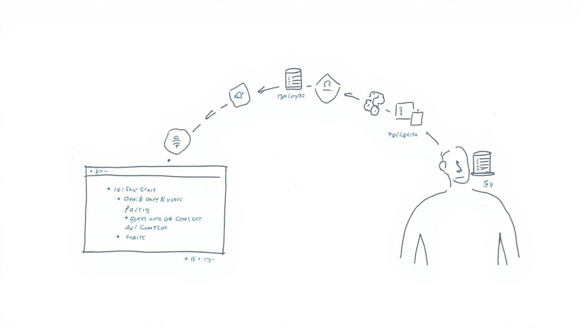 Hand-drawn whiteboard illustration showing AI coding agent connecting to language servers via LSP protocol