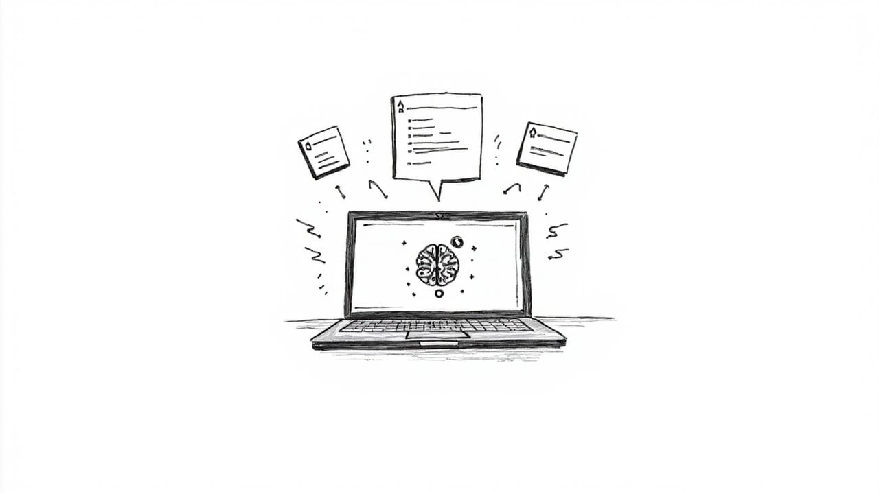 手绘风格封面：AI聊天界面与系统提示词概念图